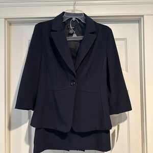 Tahari ASL Women's Dark Navy Single-Button Blazer